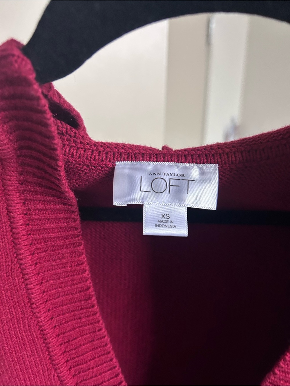 LOFT Raspberry V-Neck Knit Sweater - Picture 2 of 3